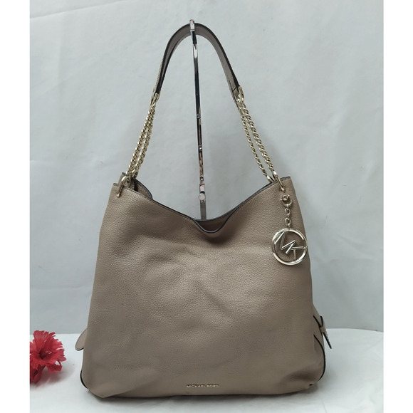 Michael Kors Beige Leather 3 Compartments Chain Strap Shoulder Bag - Picture 1 of 16